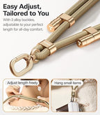 TORRAS Universal Phone Lanyard Crossbody with 2 Reinforced Tabs - Premium Adjustable Lanyard for Mobile, Anti-Theft High-Strength 8mm Rope - Khaki