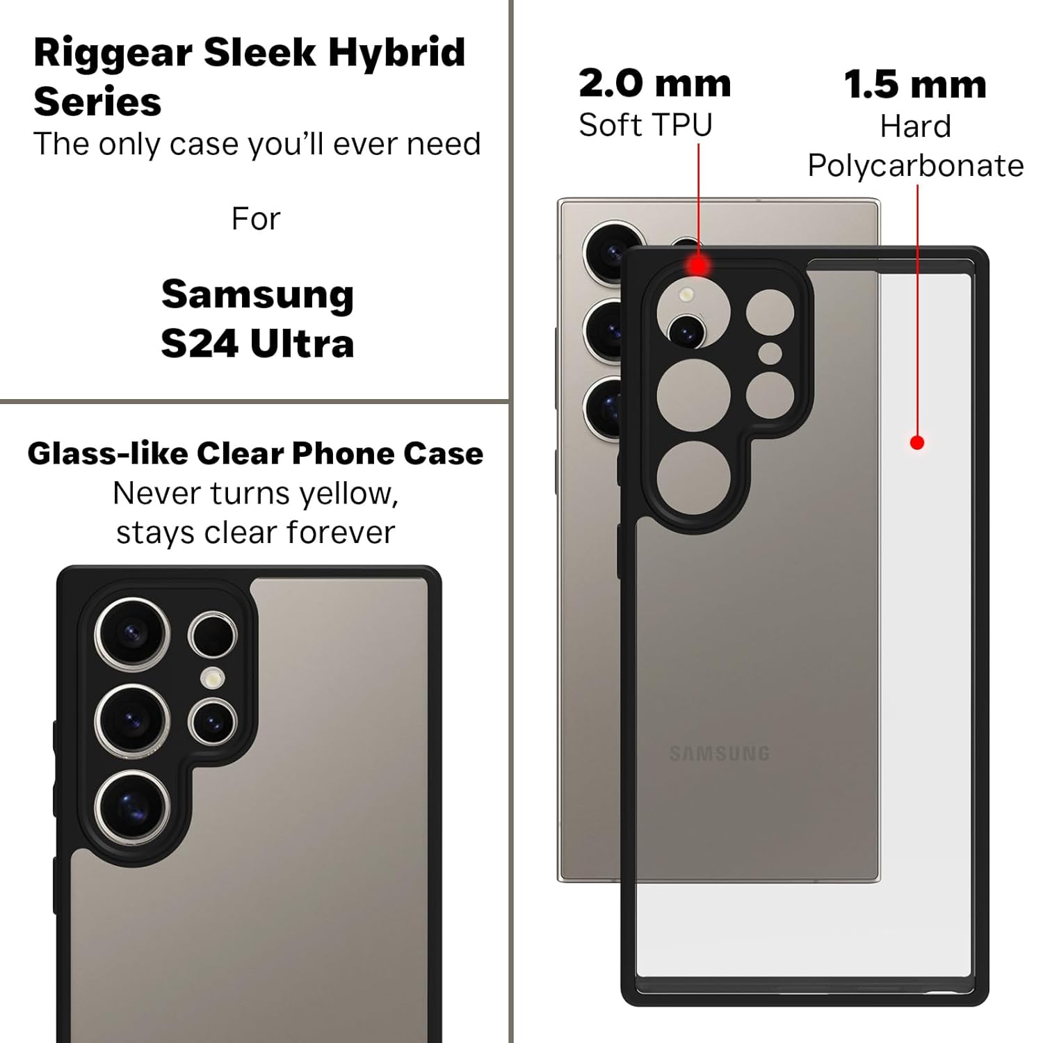 Samsung Galaxy S24 Ultra Clear Shock Proof Slim Back Cover - Tranparent Mobile Case by CoverMeUp - Style 6