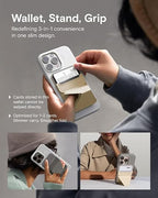MOFT Magsafe Wallet Stand Compatible with iPhone 16/15/14/13/12 Series, Angle Adjustment & MOVAS Phone Stand, Light Navy Blue