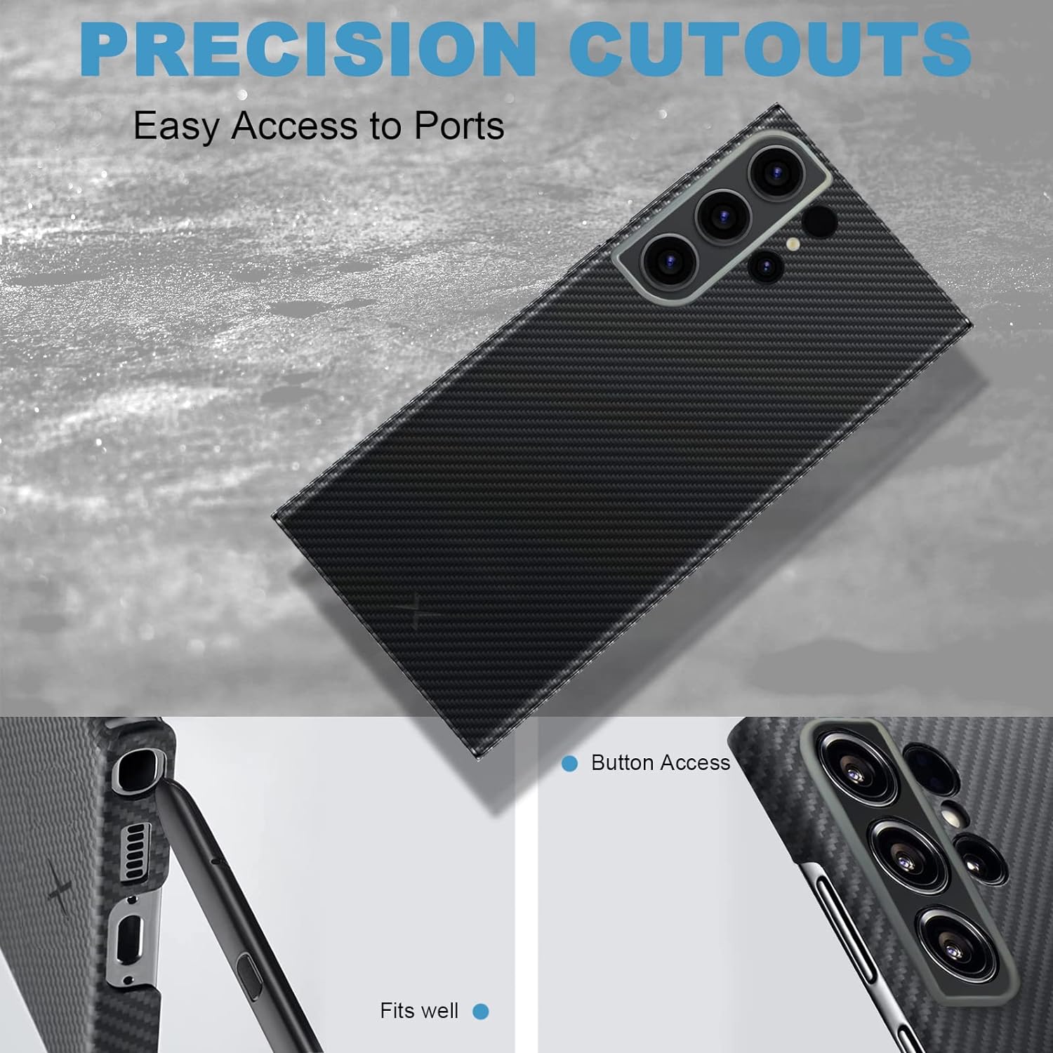 Samsung Galaxy S24 Ultra Slim Fit Original Carbon Fiber Case Mobile Case by CoverMeUp - Style 5
