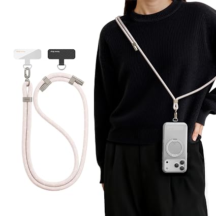 TORRAS Universal Phone Lanyard Crossbody with 2 Reinforced Tabs - Premium Adjustable Lanyard for Mobile, Anti-Theft High-Strength 8mm Rope - Khaki