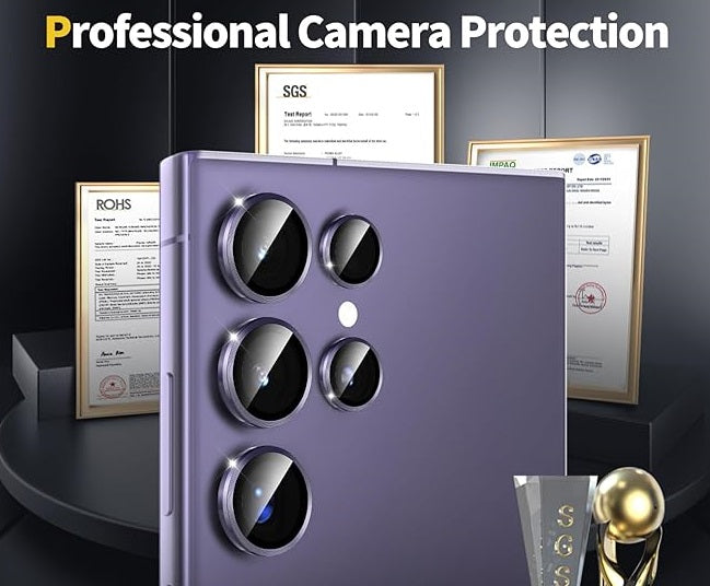 Samsung Galaxy S24 Ultra Camera Lens Glass Protector with Metal Frame Mobile Case by CoverMeUp - Style 6