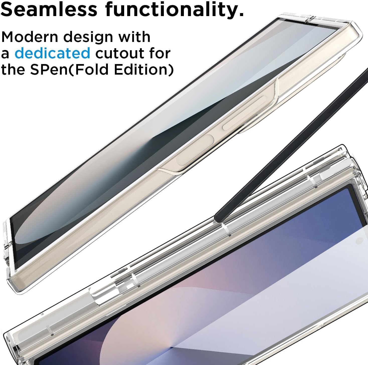 Samsung Galaxy Z Fold7 Cristal Clear Transparent Case with S Pen Slot - Clear