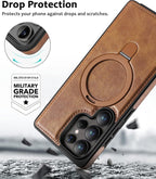 Samsung Galaxy S25 Ultra Vegan Leather Case with Magsafe and Stand - Gray Mobile Case by CoverMeUp - Style 2