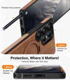 Samsung Galaxy S24 Ultra Vegan Leather Case with Magsafe and Stand - Gray Mobile Case by CoverMeUp - Style 4