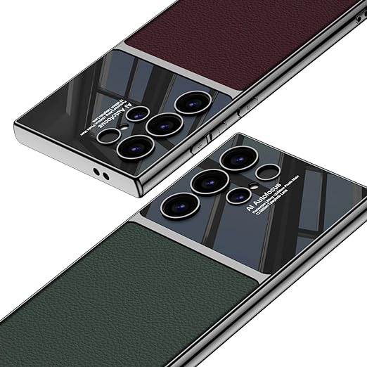 Samsung S24 Ultra Gkk Half Synthetic Leather Electroplating Camera Shing Case Mobile Case by CoverMeUp - Style 7