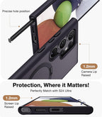 Samsung Galaxy S25 Ultra Matte Shockproof Magsafe Case with Stand - Black