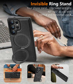 Samsung Galaxy S25 Ultra Vegan Leather Case with Magsafe and Stand - Black Mobile Case by CoverMeUp - Style 3