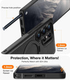Samsung Galaxy S25 Ultra Vegan Leather Case with Magsafe and Stand - Black Mobile Case by CoverMeUp - Style 4
