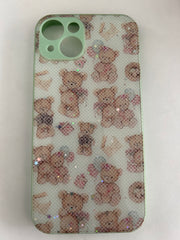 Green Glitter Animal Bear Printed Silicon Hard Case for iPhone