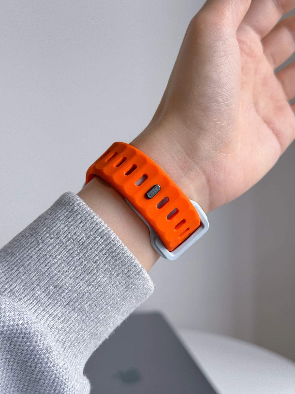 New Style Dual Colour Silicon Watch Band 38/40/41/42 mm (Orange/B.Blue)