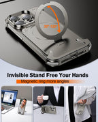 Protective Apple iPhone Back Cover - Frameless Armor Case for iPhone 15 Pro Max – Sleek Design, Shockproof & Kickstand| Titanium - Style 2