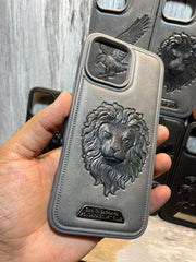 Pure Leather Lion Case with Inside Cloth for iPhone 16