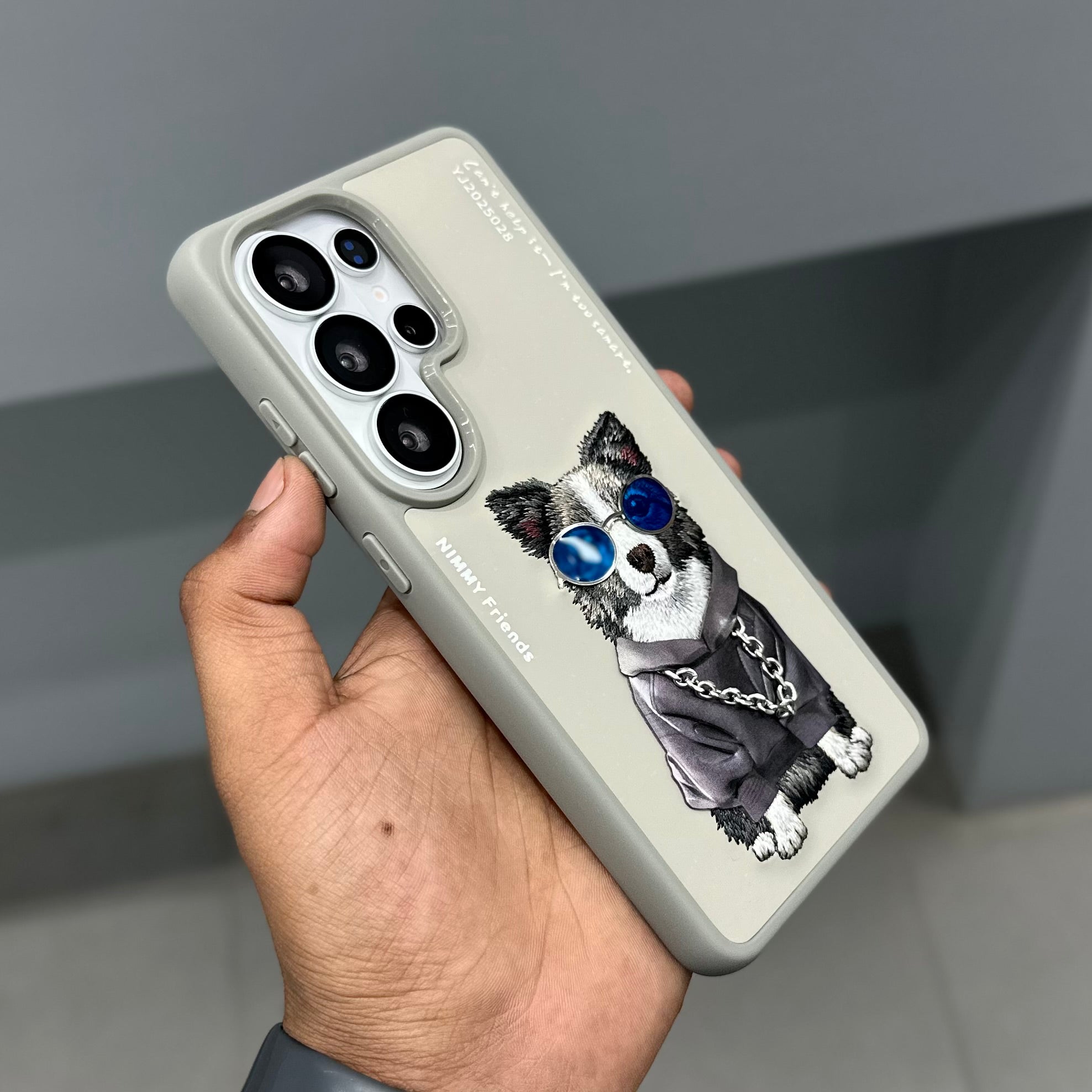Nimmy Premium Embroidered Leather Case - NIMMY DOG SAMSUNG CASE-GREY ( No. 3237 ) - Style 2