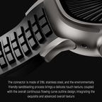Quickfit Easy to Go Silicon Band with Natural Titanium Buckle & Connectors for Apple iWatch 44/45/46 & 49mm (Black)