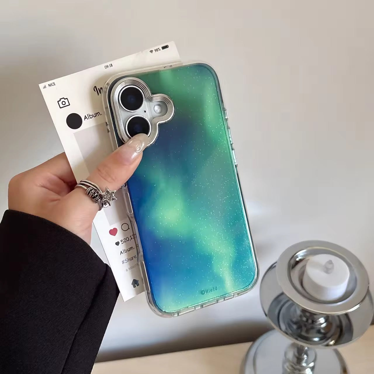 AuroraGlow Glitter iPhone Case