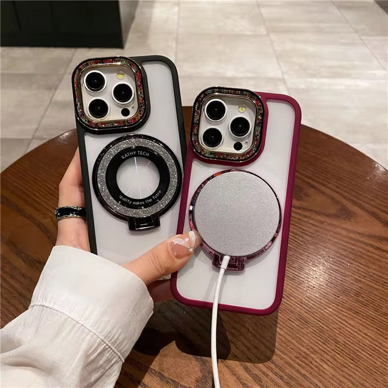 Protective Apple iPhone Back Cover - Fancy Bling MagSafe Transparent iPhone Case