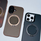 Protective Apple iPhone Back Cover - Carbon Fiber MagSafe with Stand iPhone Case - Style 4