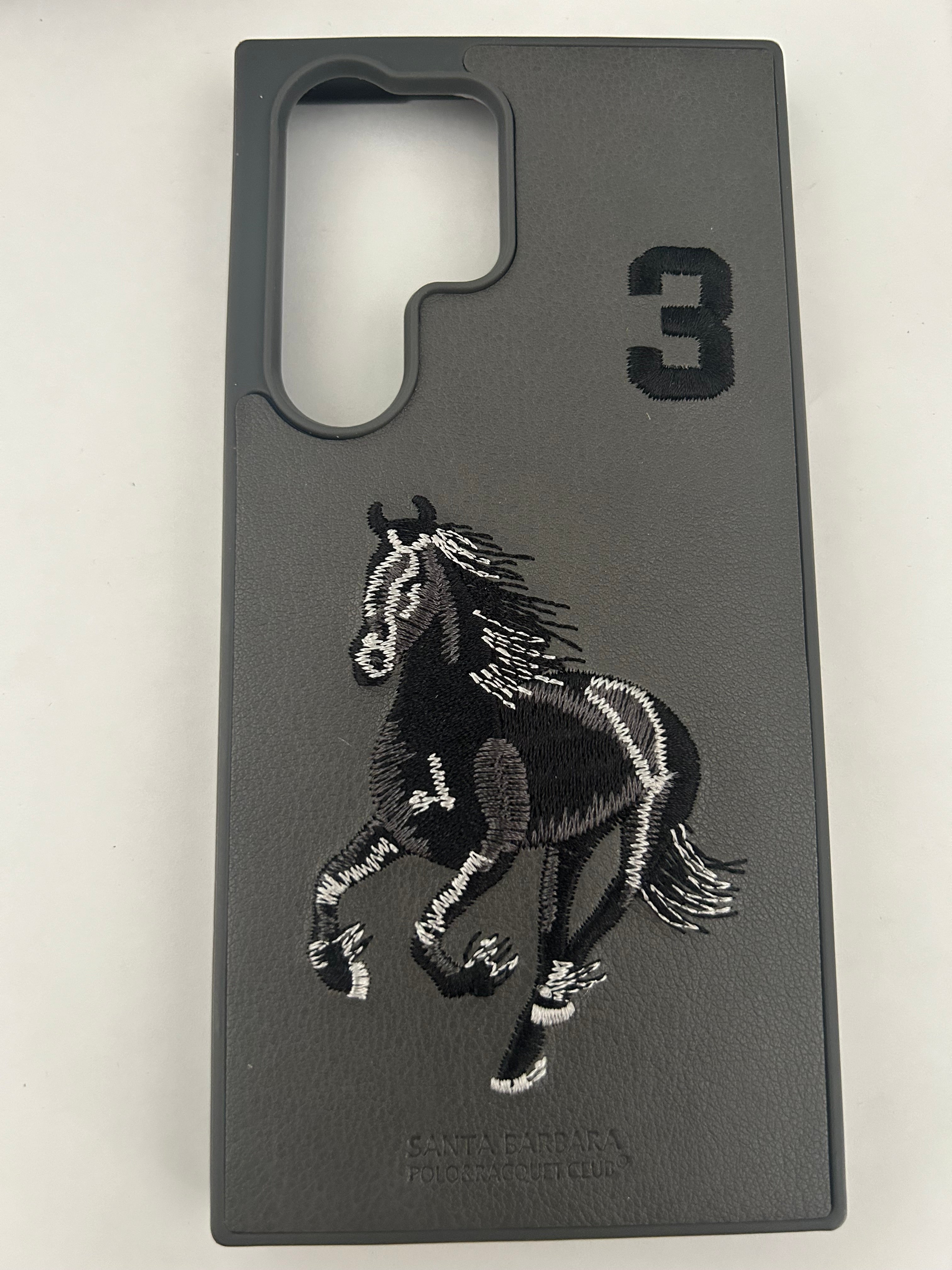 Embroided Horse Leather Back Case Compatible with Samsung Galaxy S23 Ultra Boris Series