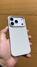 Protective Apple iPhone Back Cover - PU Leather Finish Metal Alloy Bumper Case for iPhone 17 Pro (SLATE GREY)