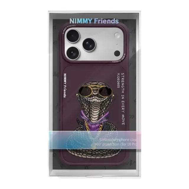 NIMMY Friends King Cobra Premium Designer Mobile Cover – Burgundy IPhone 18Pro /17Pro /18Pro max / 17Pro max