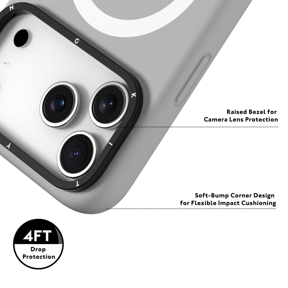 iPhone 17 Pro Max / 18 Pro Max Case | YOUNGKIT Gel Creme Liquid Silicon Camera Stand Series (GREY)