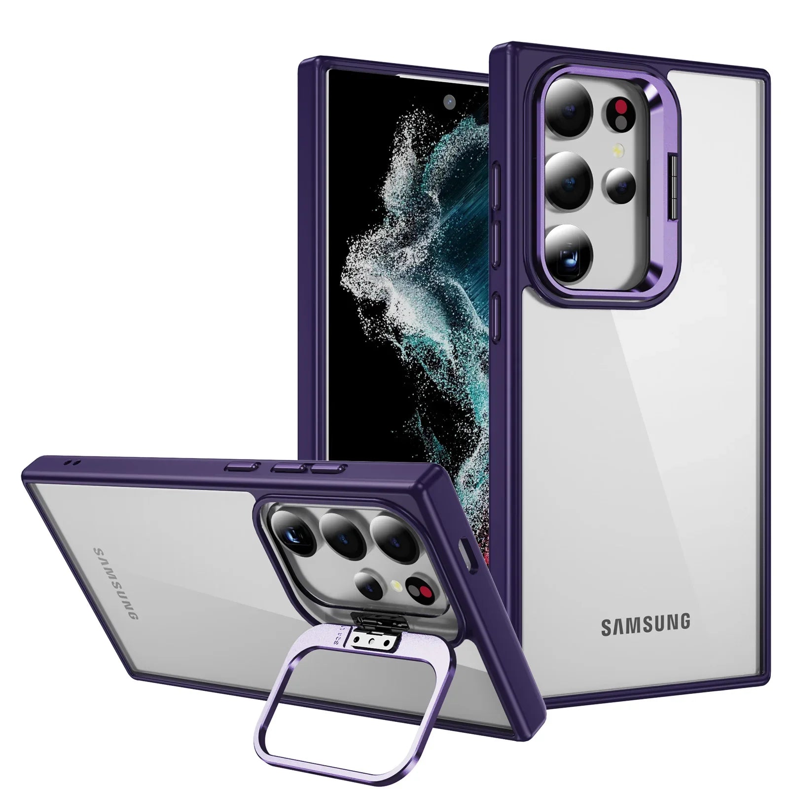 Samsung Galaxy S24 Ultra Camera Metal Stand Shockproof Case Mobile Case by CoverMeUp - Style 3