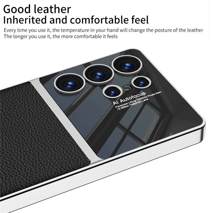 Samsung Galaxy S25 Ultra GKK Half Leather & Shine Soft Shell PC Case Mobile Case by CoverMeUp - Style 6