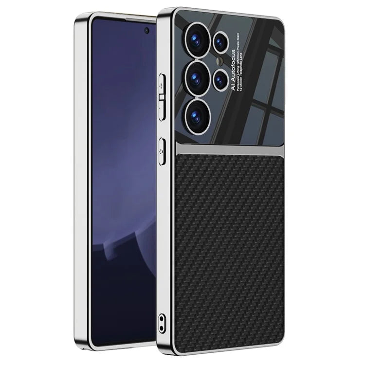 Samsung Galaxy S25 Ultra GKK Half Leather & Shine Soft Shell PC Case Mobile Case by CoverMeUp - Style 3