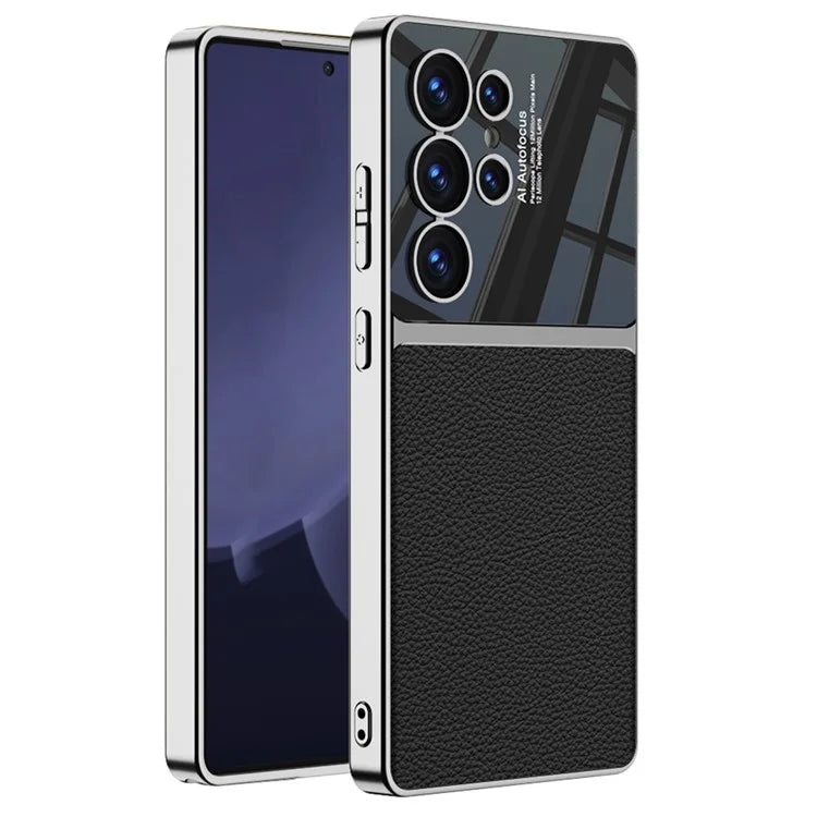 Samsung Galaxy S25 Ultra GKK Half Leather & Shine Soft Shell PC Case Mobile Case by CoverMeUp
