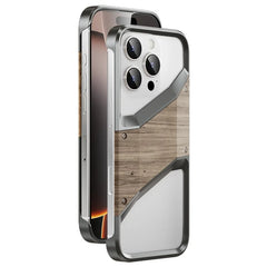 Hybrid Wooden Metal New Design Case For iPhone 16 Pro (Grey Titanium)
