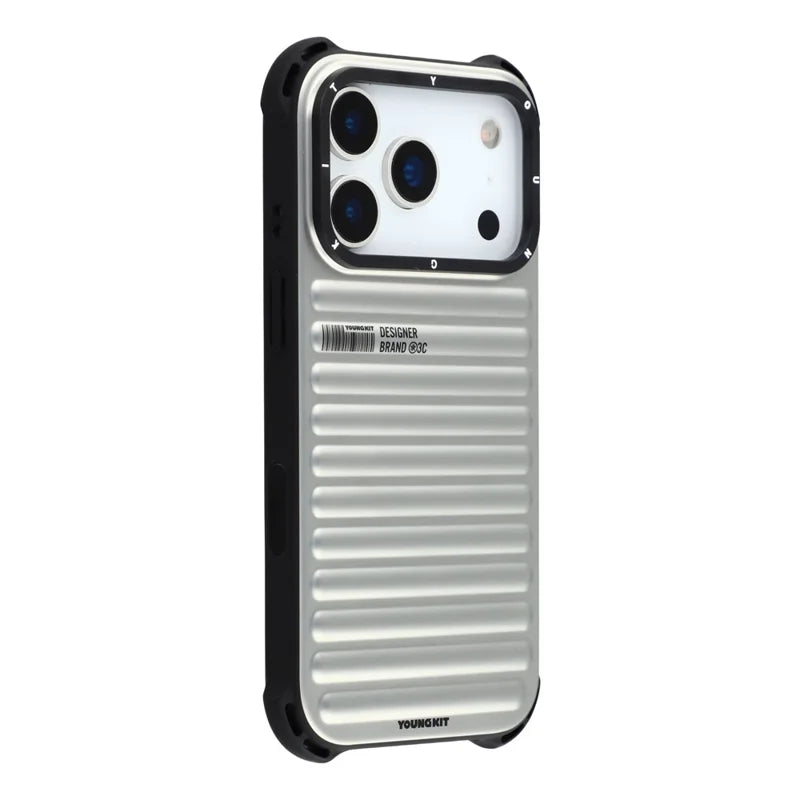 YOUNGKIT Suitcase Textured Luggage Series Magsafe Case for iPhone 17 Pro (Silver)
