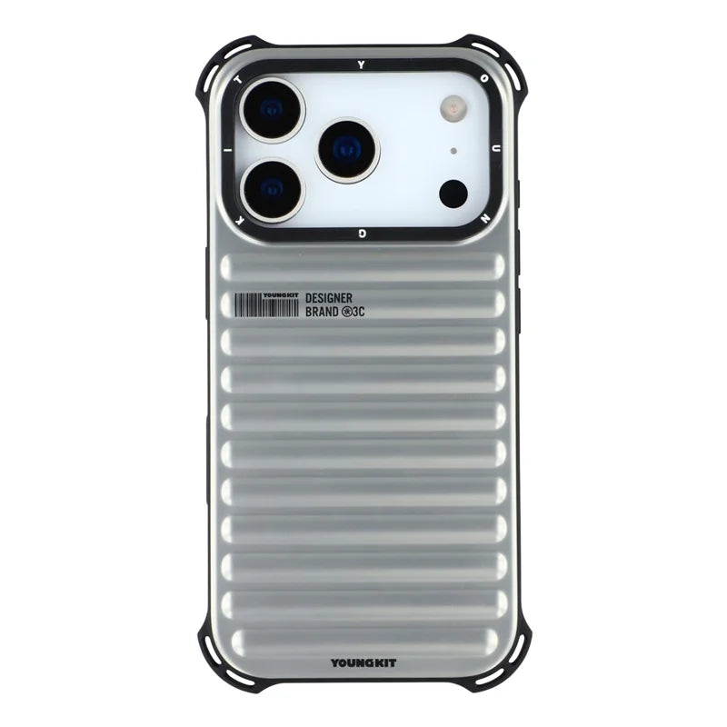 YOUNGKIT Suitcase Textured Luggage Series Magsafe Case for iPhone 17 Pro Max / 18 Pro Max (Silver)