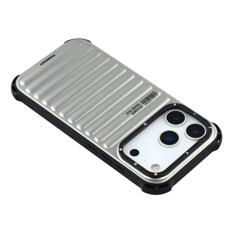YOUNGKIT Suitcase Textured Luggage Series Magsafe Case for iPhone 17 Pro Max / 18 Pro Max (Silver)