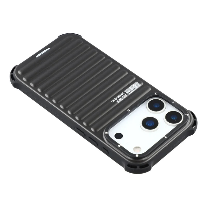YOUNGKIT Suitcase Textured Luggage Series Magsafe Case for iPhone 17 Pro Max / 18 Pro Max (Black)