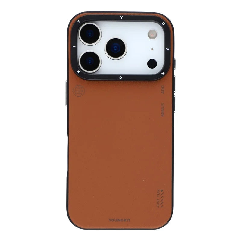 YOUNGKIT Matte Finish Leather Cover with Magsafe for iPhone 17 Pro Max / 18 Pro Max (Tan Brown)