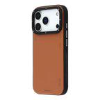 Protective Apple iPhone Back Cover - YOUNGKIT Matte Finish Leather Cover with Magsafe for iPhone 17 Pro (Tan Brown) - Style 3