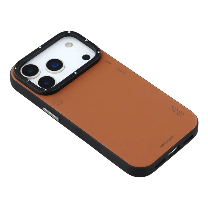 YOUNGKIT Matte Finish Leather Cover with Magsafe for iPhone 17 Pro (Tan Brown)
