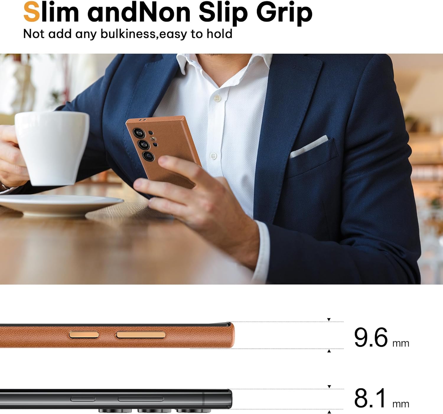Samsung Galaxy S24 Ultra Leather Case Slim Profile - Brown Mobile Case by CoverMeUp - Style 6