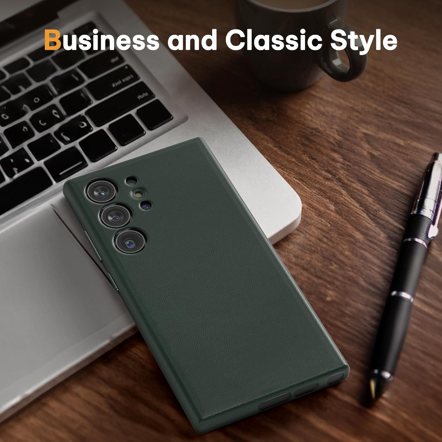 Samsung Galaxy S24 Ultra Leather Case Slim Profile - Green Mobile Case by CoverMeUp - Style 4