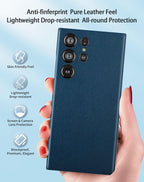 Samsung Galaxy S24 Ultra Leather Case Slim Profile - Blue Mobile Case by CoverMeUp - Style 4