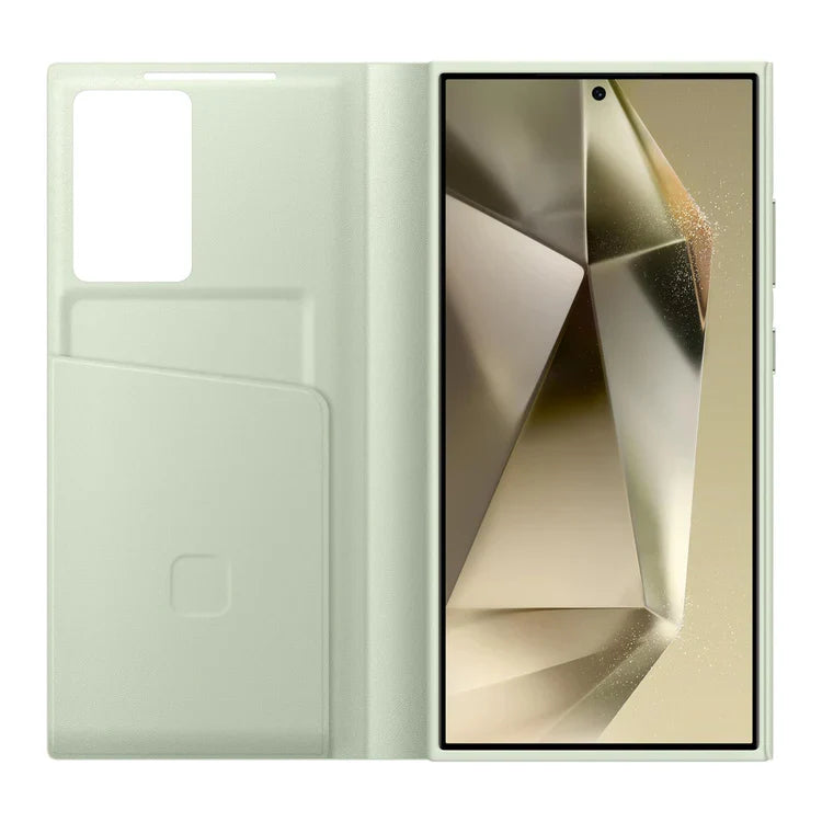 Samsung Galaxy S24 Ultra Smart View Window Flip Wallet Case with Control - Light Green Mobile Case by CoverMeUp - Style 4