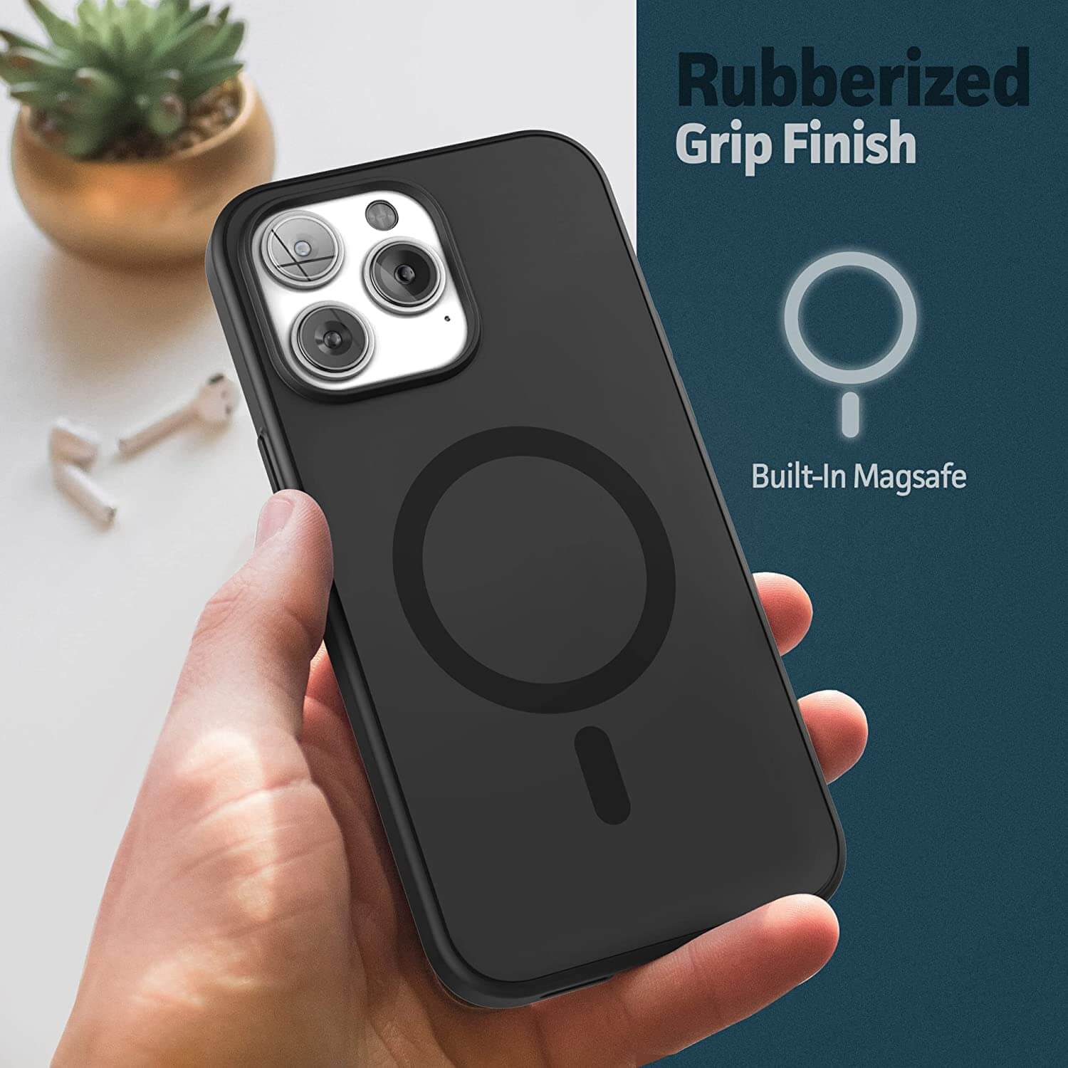 Black Drop Proof Matte Finished Magsafe Case for iPhone 14 Pro Max