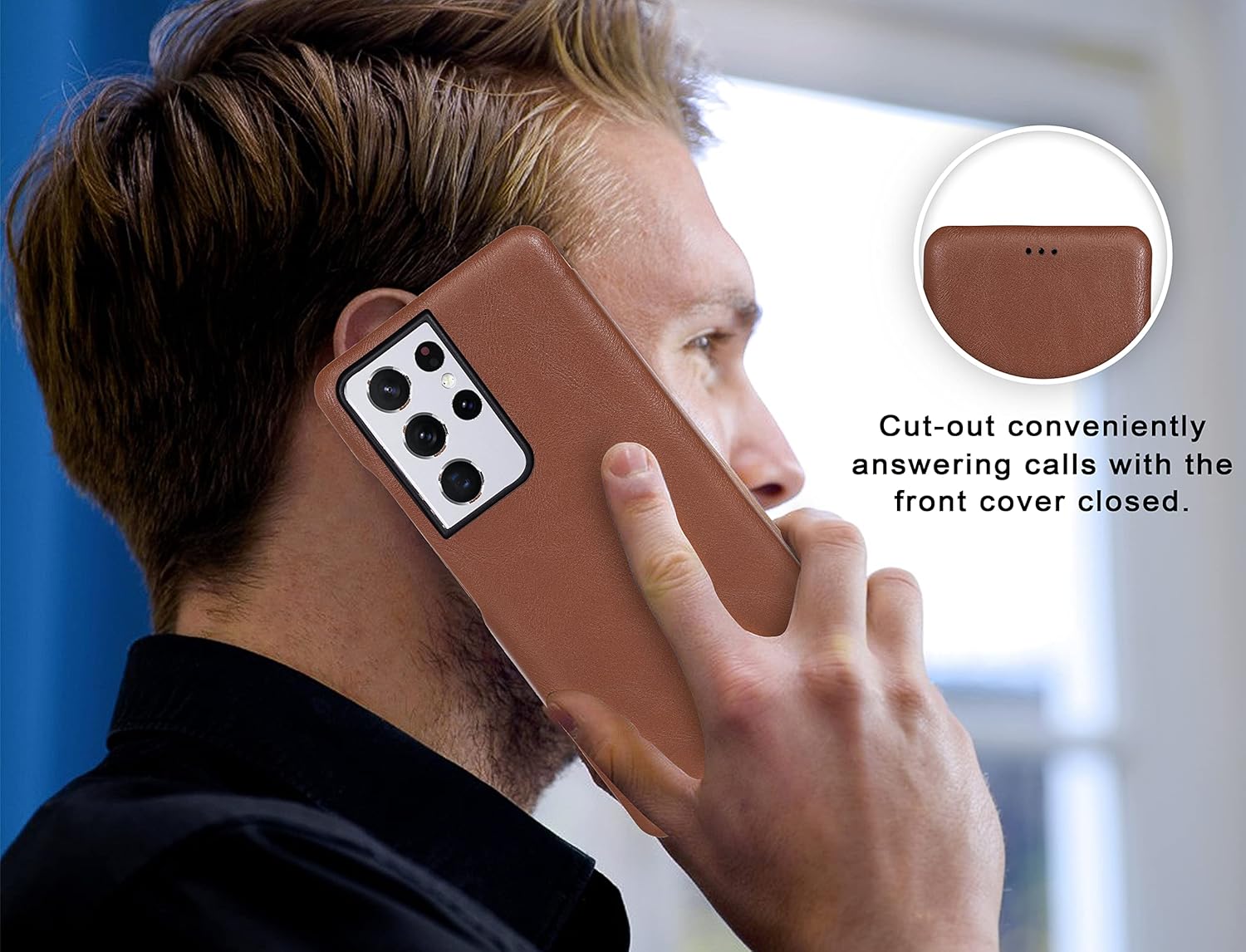 Samsung Galaxy S26 Ultra Shockproof Leather Flip Case Cover - Brown Mobile Case by CoverMeUp - Style 3
