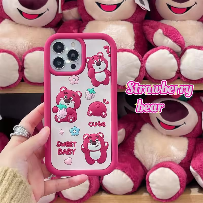 Cute Cartoon 3D Character Design Girly Cases for Girls Boys Women Teens Fun Cool Funny Silicone Soft Shockproof Cover for iPhone, Maroon