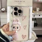 Labubu Pink Brown Bow Shake Transparent Custom Slim Soft Cases Mobile Case by CoverMeUp - Style 2