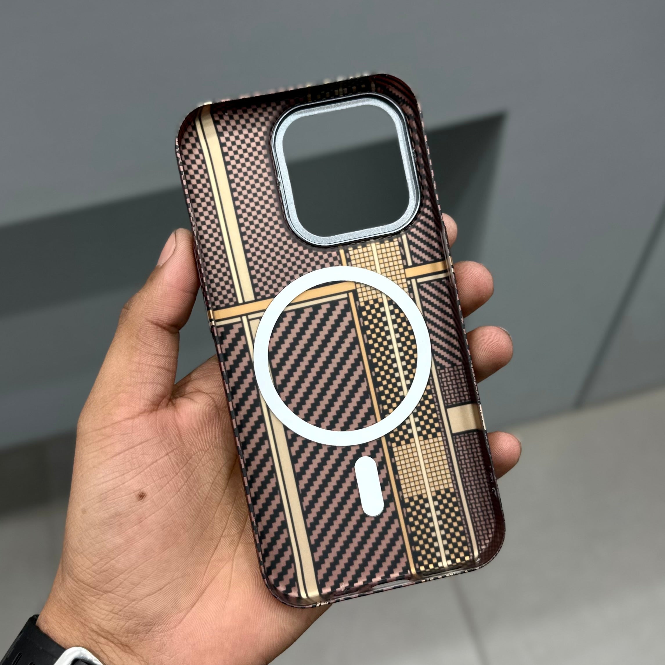 CARBON DRIP MAGSAFE CASE - BROWN CHECK ( No. 2848 ) Mobile Case by CoverMeUp - Style 3