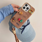 Protective Apple iPhone Back Cover - Luxury Leather 3D Cute Cartoon M&M Soft Phone Case for iPhone - Style 3