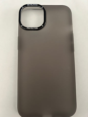 Smoky Clear Case for iPhone with metal ring protection