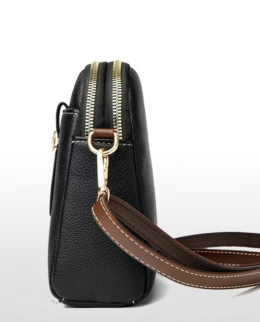 Women’s Cross Body PU Leather Shoulder Storage Bag(Black)